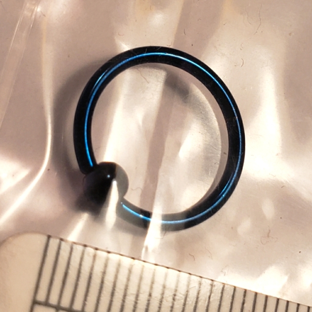 NWOT, 16g, Dark Blue, Unisex, BCR Ball Captive Hoop Earring